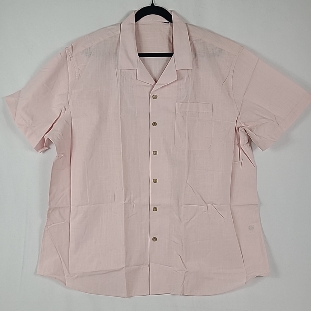 NEW Flex Mens Luxury Collection Designed in Italy Short Sleeve Pink Shirt Sz 3XL